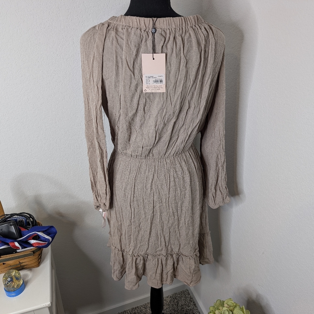 💘 NWT Missguided Taupe Bardot Tassel Dress Size 6 - Picture 3 of 8